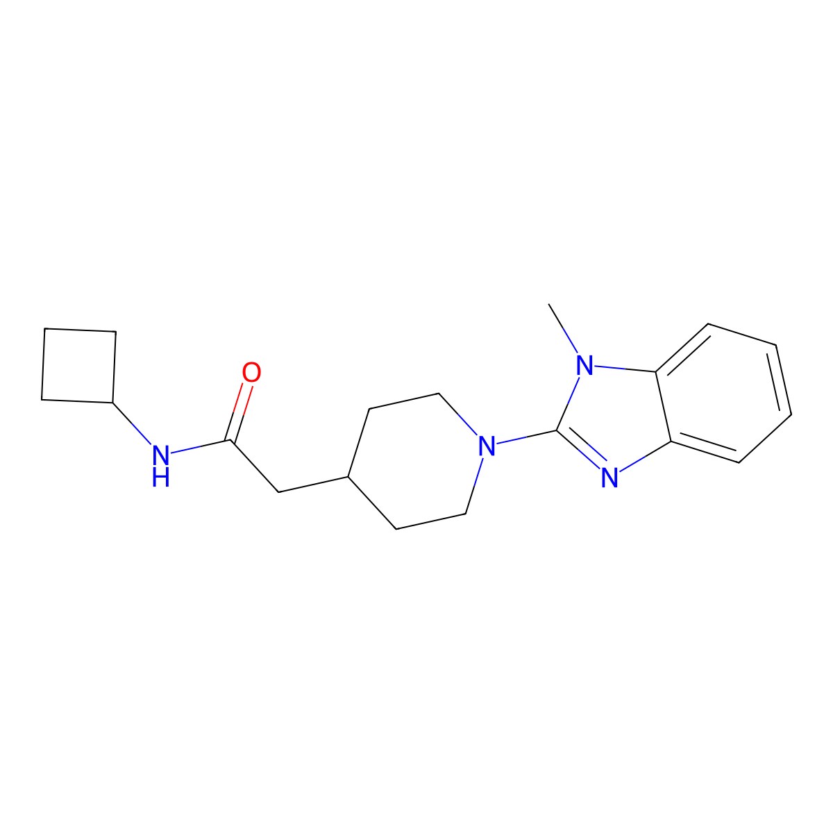N-cyclobutyl-2-[1-(1-methyl-1H-1,3-benzodiazol-2-yl)piperidin-4-yl]acetamide molecular structure, CAS 3054595-80-8