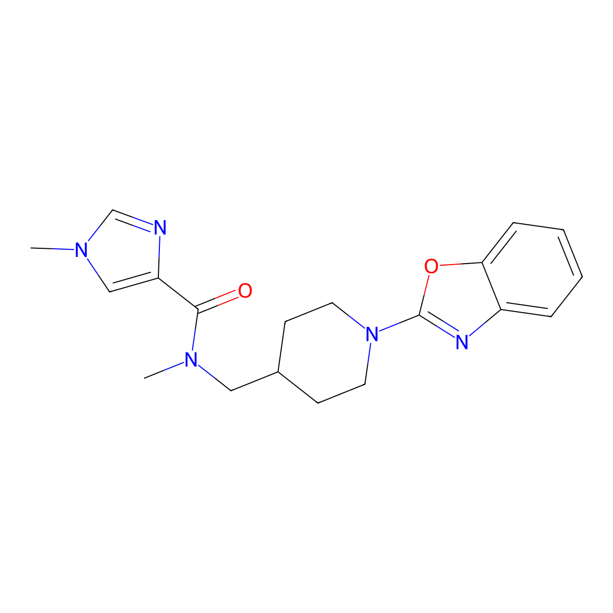 N-{[1-(1,3-benzoxazol-2-yl)piperidin-4-yl]methyl}-N,1-dimethyl-1H-imidazole-4-carboxamide molecular structure, CAS 3054595-84-2