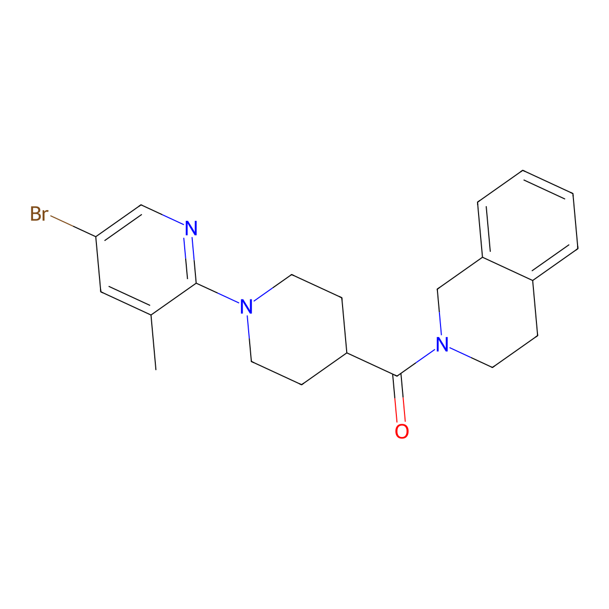 2-[1-(5-Bromo-3-methylpyridin-2-yl)piperidine-4-carbonyl]-1,2,3,4-tetrahydroisoquinoline molecular structure, CAS 3054595-88-6