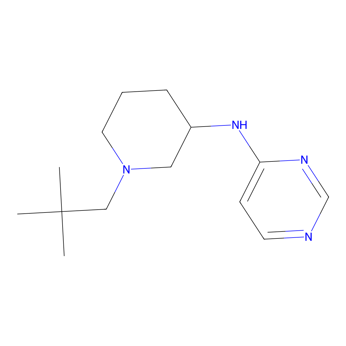 N-[1-(2,2-dimethylpropyl)piperidin-3-yl]pyrimidin-4-amine molecular structure, CAS 3054595-92-2