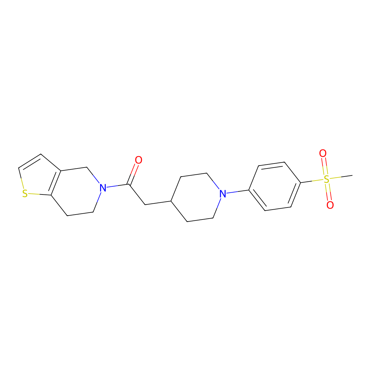 2-[1-(4-methanesulfonylphenyl)piperidin-4-yl]-1-{4H,5H,6H,7H-thieno[3,2-c]pyridin-5-yl}ethan-1-one molecular structure, CAS 3054595-93-3