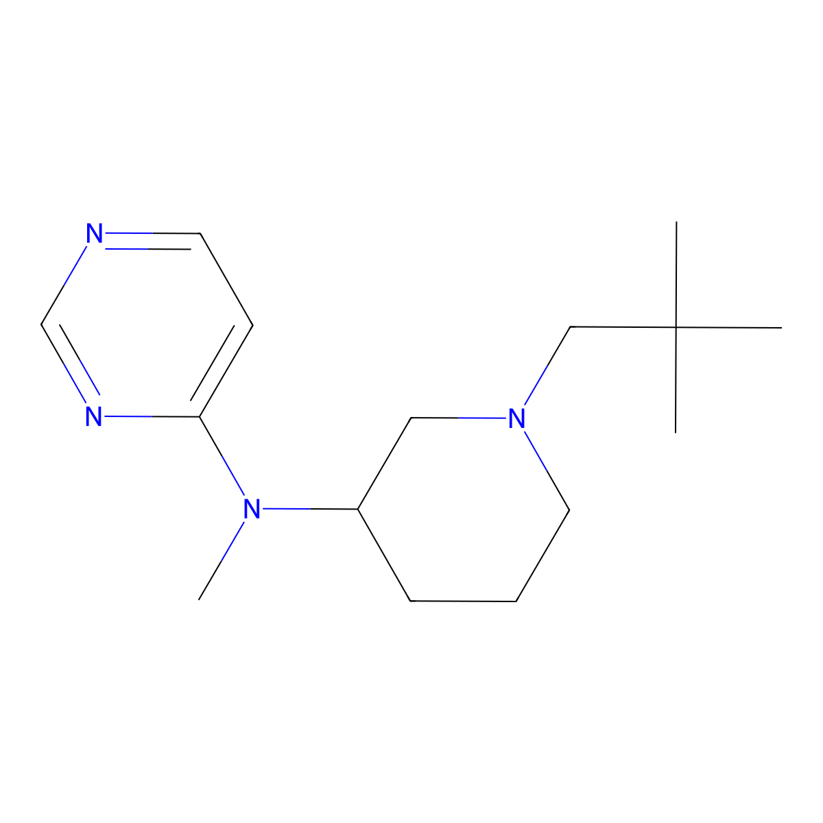 N-[1-(2,2-dimethylpropyl)piperidin-3-yl]-N-methylpyrimidin-4-amine molecular structure, CAS 3054596-00-5
