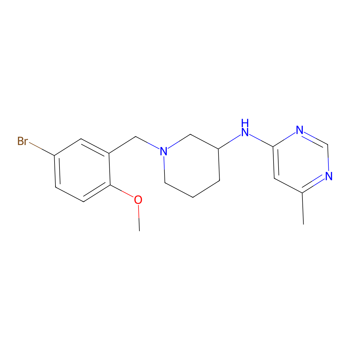 N-{1-[(5-bromo-2-methoxyphenyl)methyl]piperidin-3-yl}-6-methylpyrimidin-4-amine molecular structure, CAS 3054596-02-7