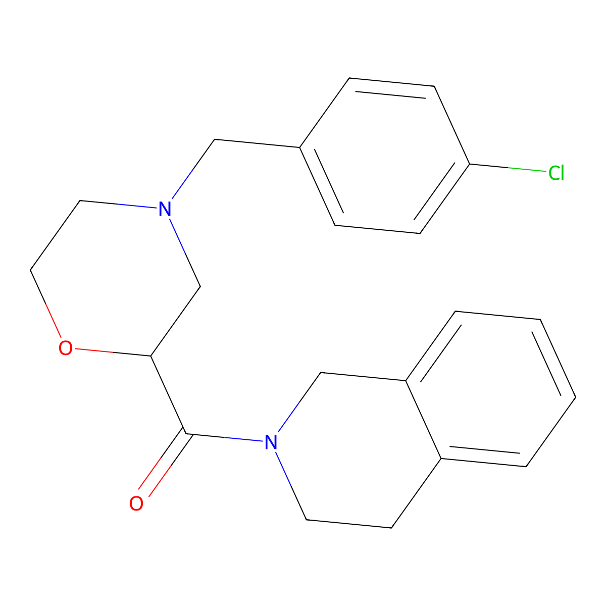 2-{4-[(4-Chlorophenyl)methyl]morpholine-2-carbonyl}-1,2,3,4-tetrahydroisoquinoline molecular structure, CAS 3054596-09-4