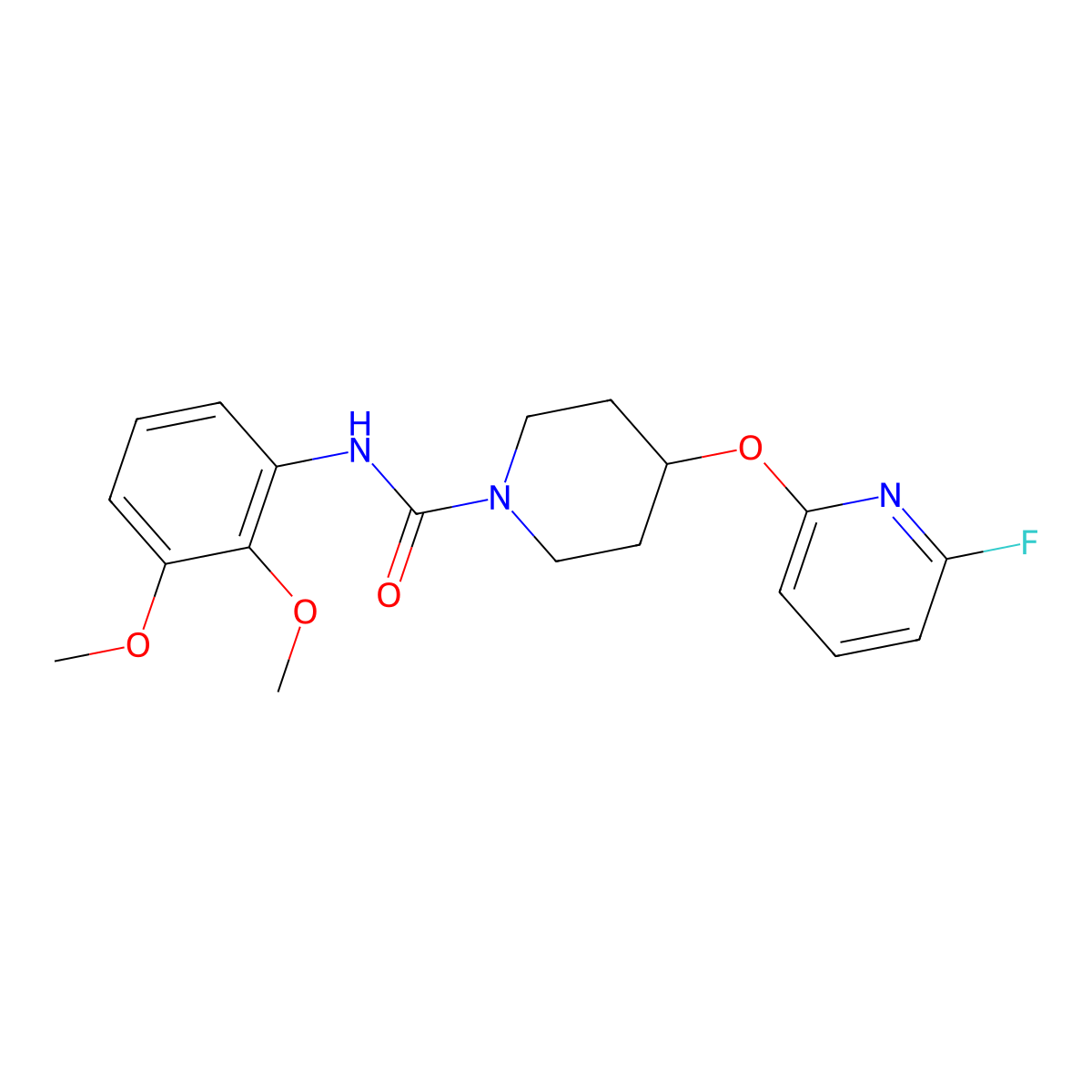 N-(2,3-dimethoxyphenyl)-4-(6-fluoropyridin-2-yl)oxypiperidine-1-carboxamide molecular structure, CAS 3054596-15-2