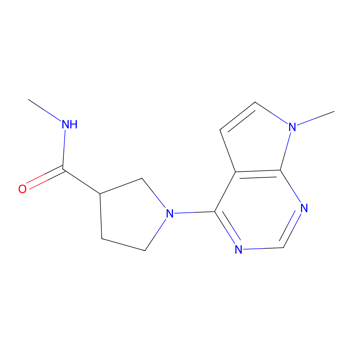 N-methyl-1-{7-methyl-7H-pyrrolo[2,3-d]pyrimidin-4-yl}pyrrolidine-3-carboxamide molecular structure, CAS 3054596-18-5
