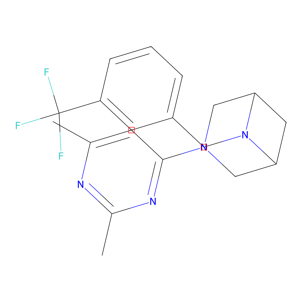 3-(2,6-Dimethylpyrimidin-4-yl)-6-{[3-(trifluoromethyl)phenyl]methyl}-3,6-diazabicyclo[3.1.1]heptane molecular structure, CAS 3054596-21-0
