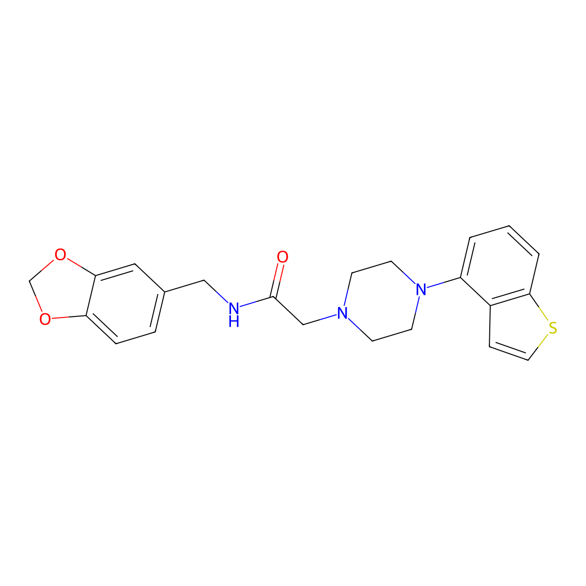N-[(2H-1,3-benzodioxol-5-yl)methyl]-2-[4-(1-benzothiophen-4-yl)piperazin-1-yl]acetamide molecular structure, CAS 3054596-23-2