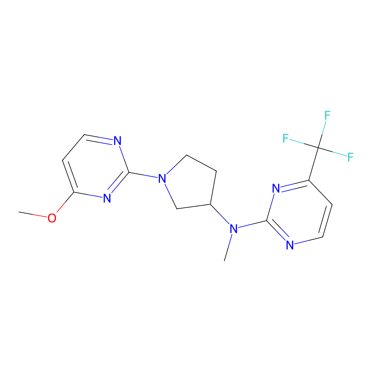 N-[1-(4-methoxypyrimidin-2-yl)pyrrolidin-3-yl]-N-methyl-4-(trifluoromethyl)pyrimidin-2-amine molecular structure, CAS 3054596-26-5
