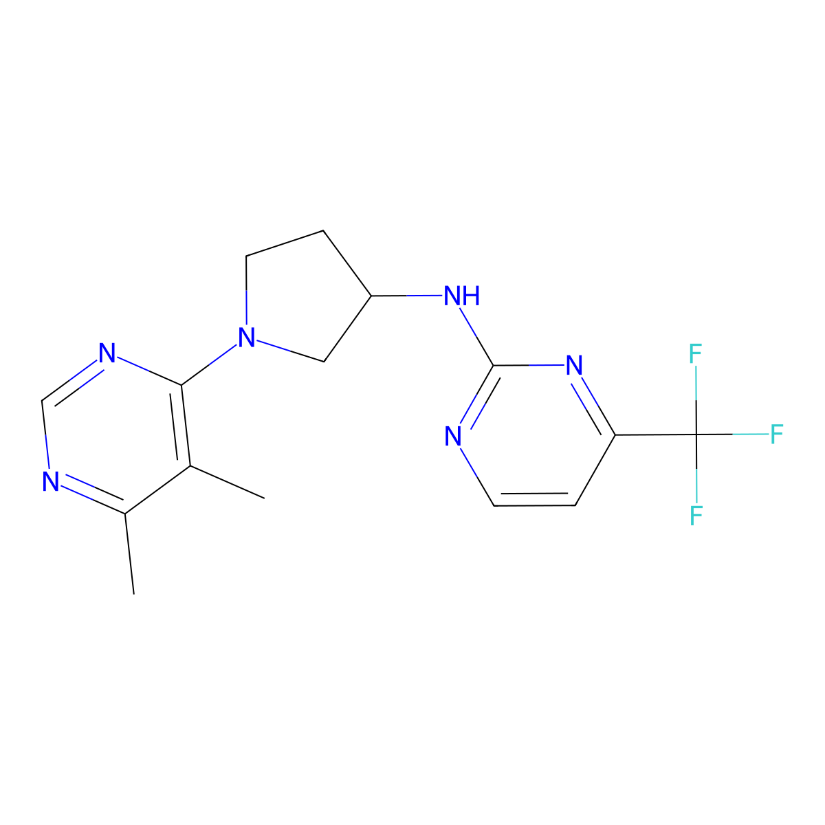 N-[1-(5,6-dimethylpyrimidin-4-yl)pyrrolidin-3-yl]-4-(trifluoromethyl)pyrimidin-2-amine molecular structure, CAS 3054596-32-3