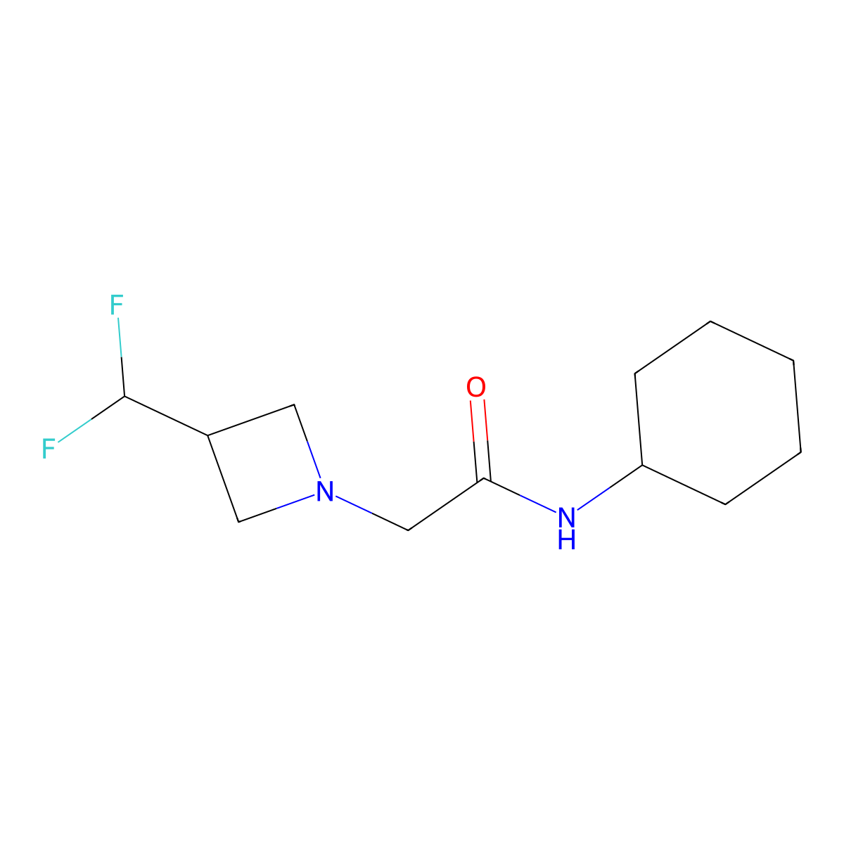 N-cyclohexyl-2-[3-(difluoromethyl)azetidin-1-yl]acetamide molecular structure, CAS 3054596-40-3
