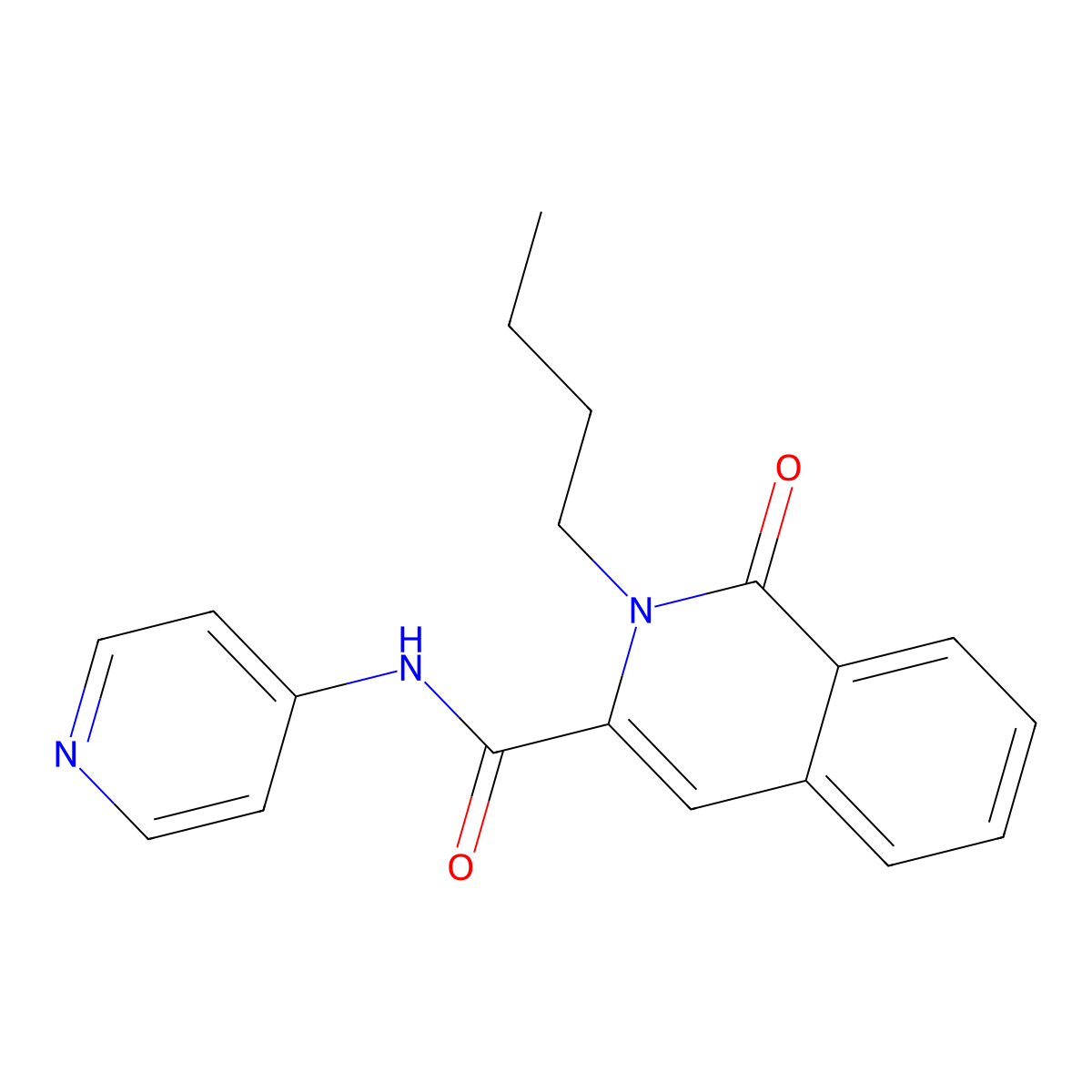 2-butyl-1-oxo-N-(pyridin-4-yl)-1,2-dihydroisoquinoline-3-carboxamide molecular structure, CAS 3054596-42-5