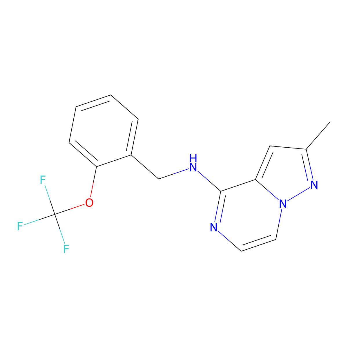 2-methyl-N-{[2-(trifluoromethoxy)phenyl]methyl}pyrazolo[1,5-a]pyrazin-4-amine molecular structure, CAS 3054596-45-8