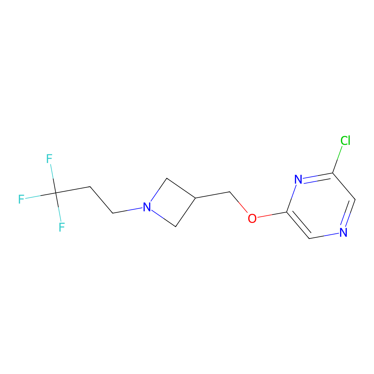 2-Chloro-6-{[1-(3,3,3-trifluoropropyl)azetidin-3-yl]methoxy}pyrazine molecular structure, CAS 3054596-46-9