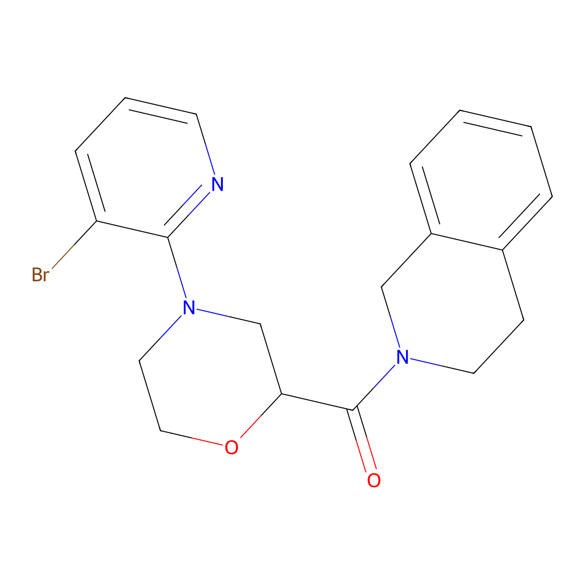 2-[4-(3-Bromopyridin-2-yl)morpholine-2-carbonyl]-1,2,3,4-tetrahydroisoquinoline molecular structure, CAS 3054596-48-1