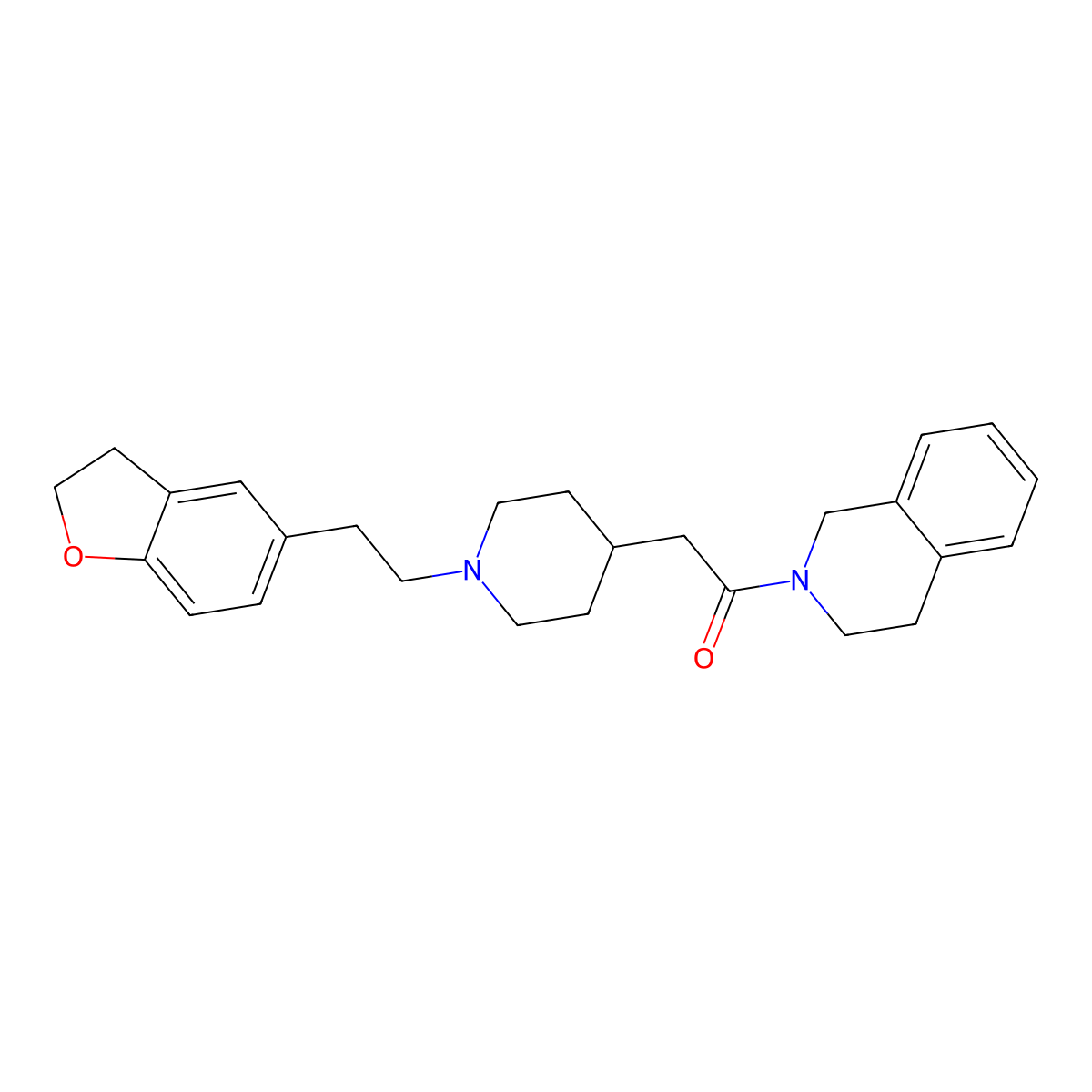 2-{1-[2-(2,3-Dihydro-1-benzofuran-5-yl)ethyl]piperidin-4-yl}-1-(1,2,3,4-tetrahydroisoquinolin-2-yl)ethan-1-one molecular structure, CAS 3054596-57-2