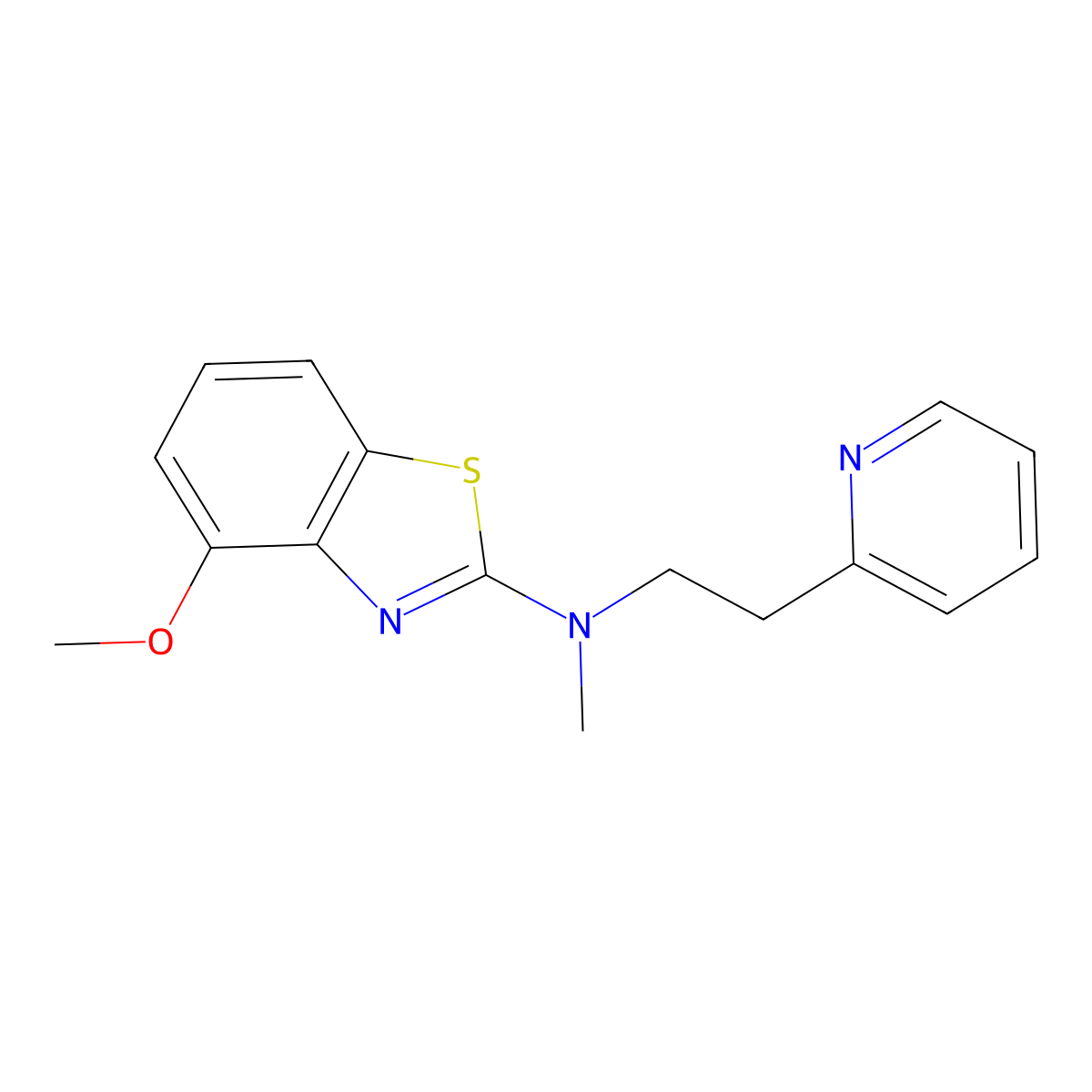 4-methoxy-N-methyl-N-[2-(pyridin-2-yl)ethyl]-1,3-benzothiazol-2-amine molecular structure, CAS 3054596-65-2