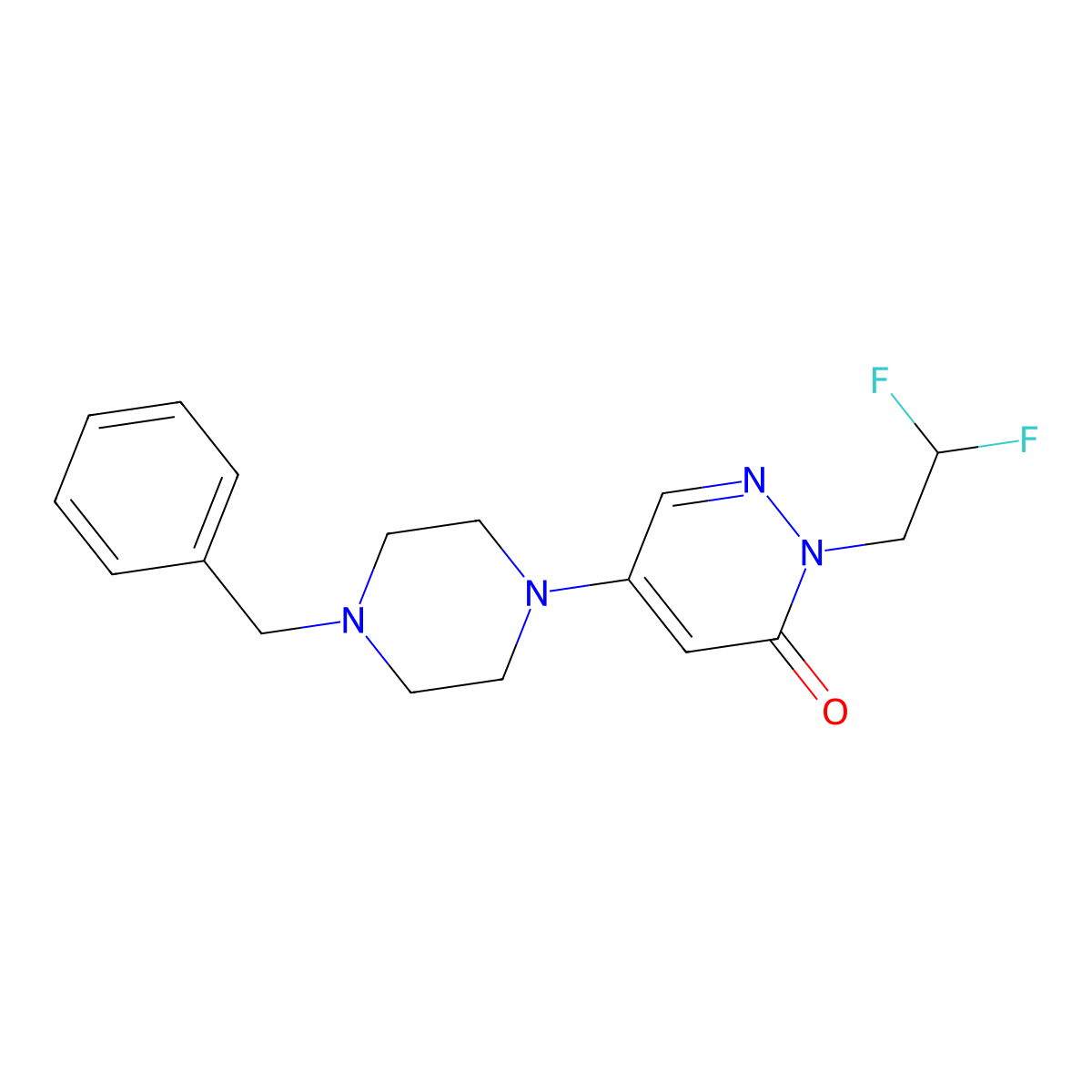 5-(4-Benzylpiperazin-1-yl)-2-(2,2-difluoroethyl)-2,3-dihydropyridazin-3-one molecular structure, CAS 3054596-70-9