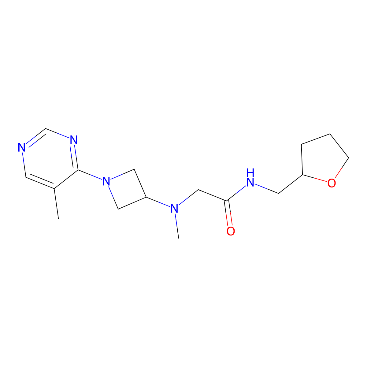 2-{methyl[1-(5-methylpyrimidin-4-yl)azetidin-3-yl]amino}-N-[(oxolan-2-yl)methyl]acetamide molecular structure, CAS 3054596-73-2