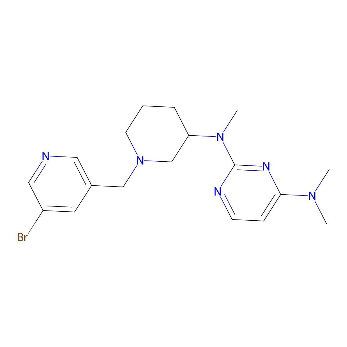 N2-{1-[(5-bromopyridin-3-yl)methyl]piperidin-3-yl}-N2,N4,N4-trimethylpyrimidine-2,4-diamine molecular structure, CAS 3054596-74-3