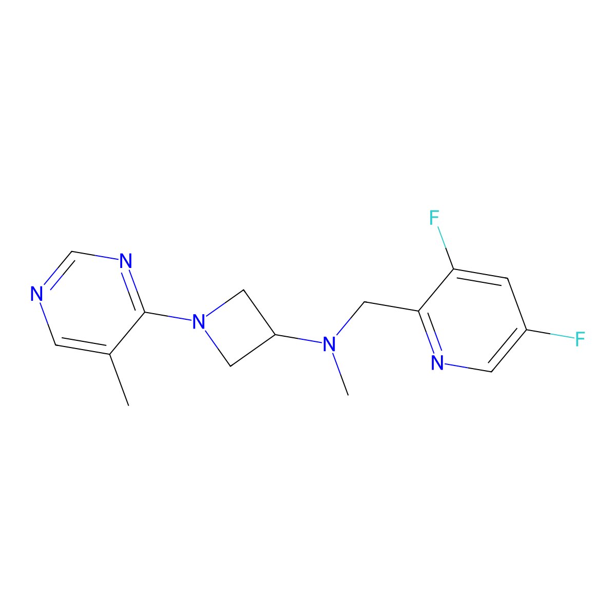N-[(3,5-difluoropyridin-2-yl)methyl]-N-methyl-1-(5-methylpyrimidin-4-yl)azetidin-3-amine molecular structure, CAS 3054596-76-5