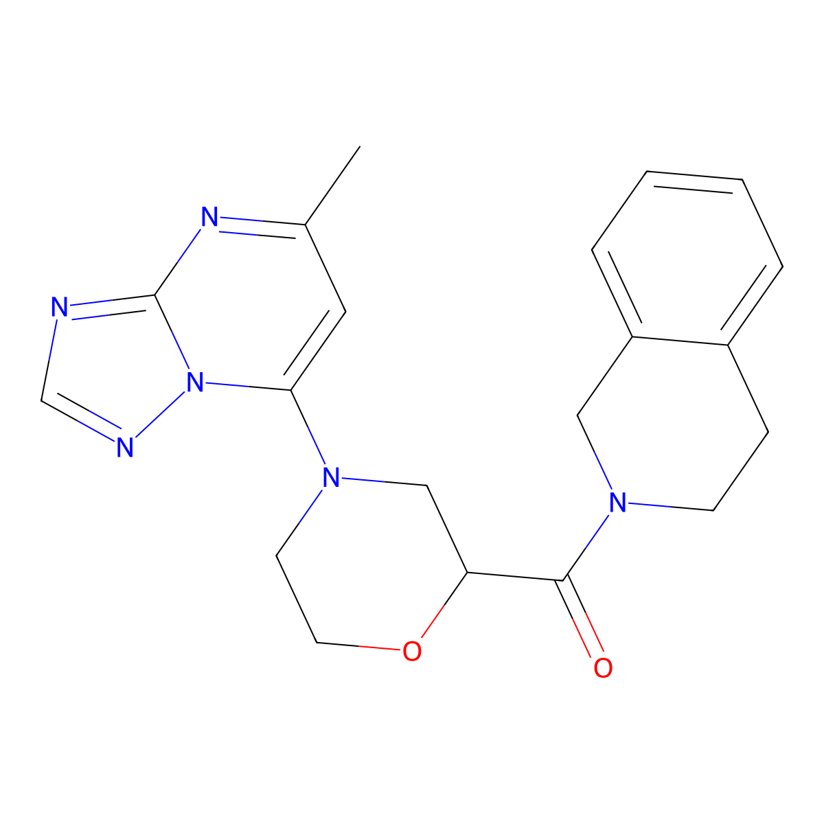 2-(4-{5-Methyl-[1,2,4]triazolo[1,5-a]pyrimidin-7-yl}morpholine-2-carbonyl)-1,2,3,4-tetrahydroisoquinoline molecular structure, CAS 3054596-82-3