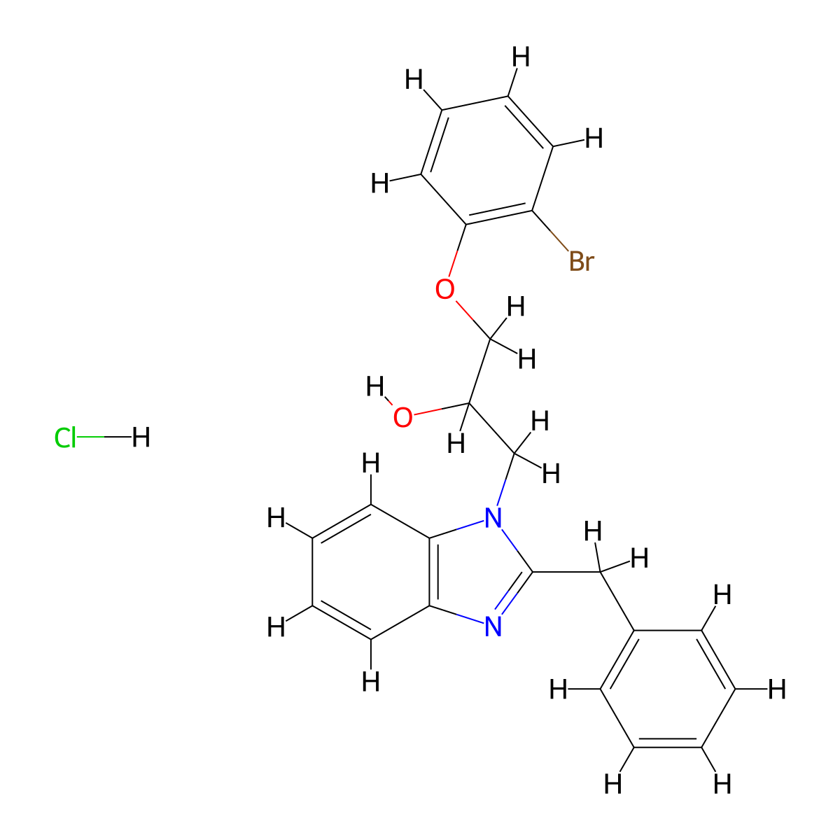 1-(2-benzyl-1H-1,3-benzodiazol-1-yl)-3-(2-bromophenoxy)propan-2-ol hydrochloride molecular structure, CAS 3054596-89-0
