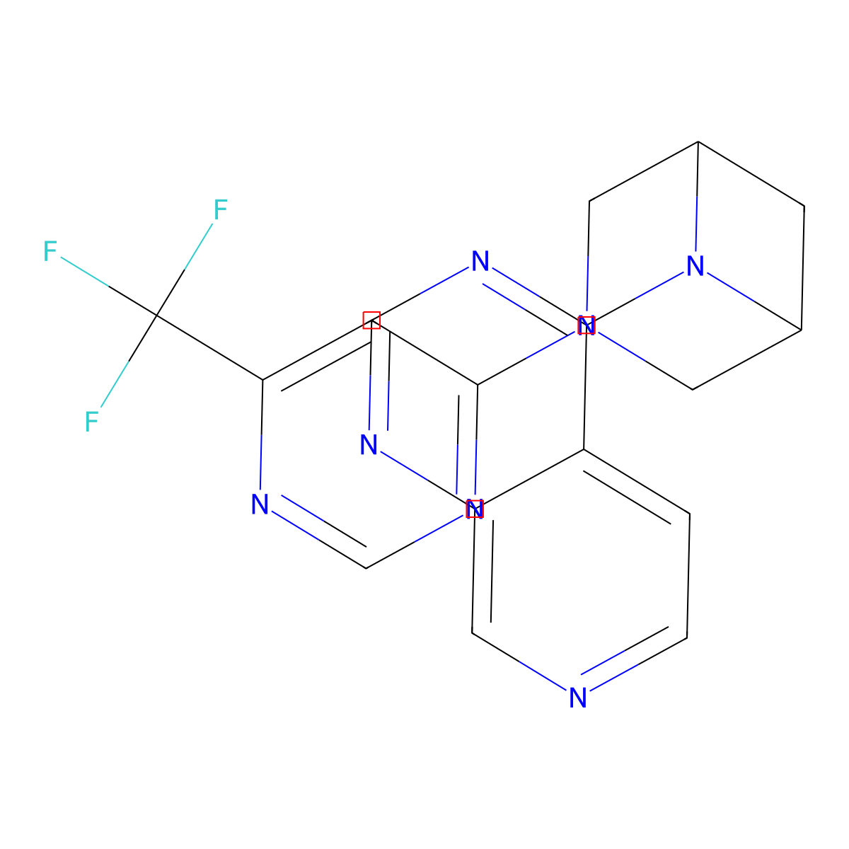 6-{Pyrido[3,4-d]pyrimidin-4-yl}-3-[6-(trifluoromethyl)pyrimidin-4-yl]-3,6-diazabicyclo[3.1.1]heptane molecular structure, CAS 3054596-90-3