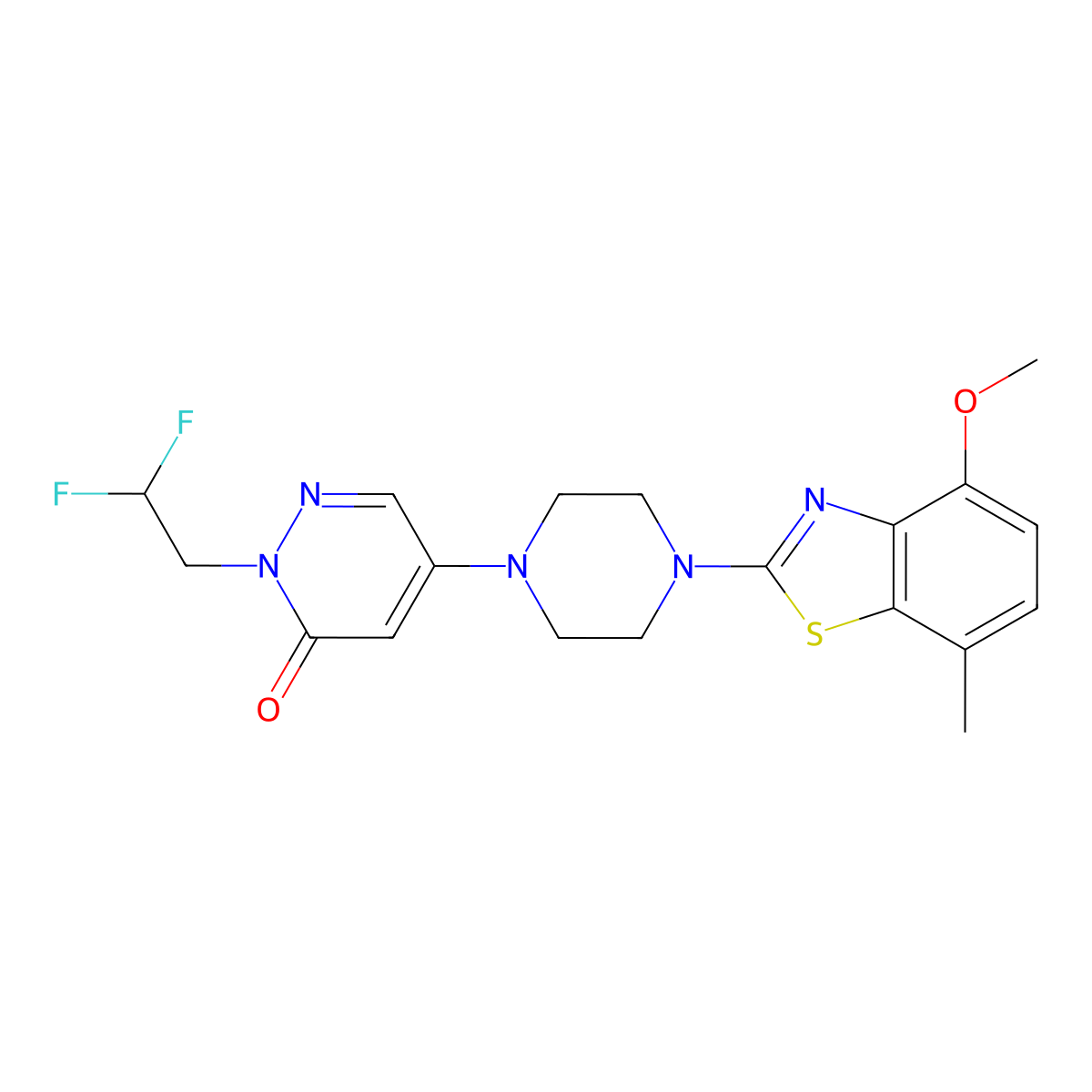 2-(2,2-Difluoroethyl)-5-[4-(4-methoxy-7-methyl-1,3-benzothiazol-2-yl)piperazin-1-yl]-2,3-dihydropyridazin-3-one molecular structure, CAS 3054596-92-5