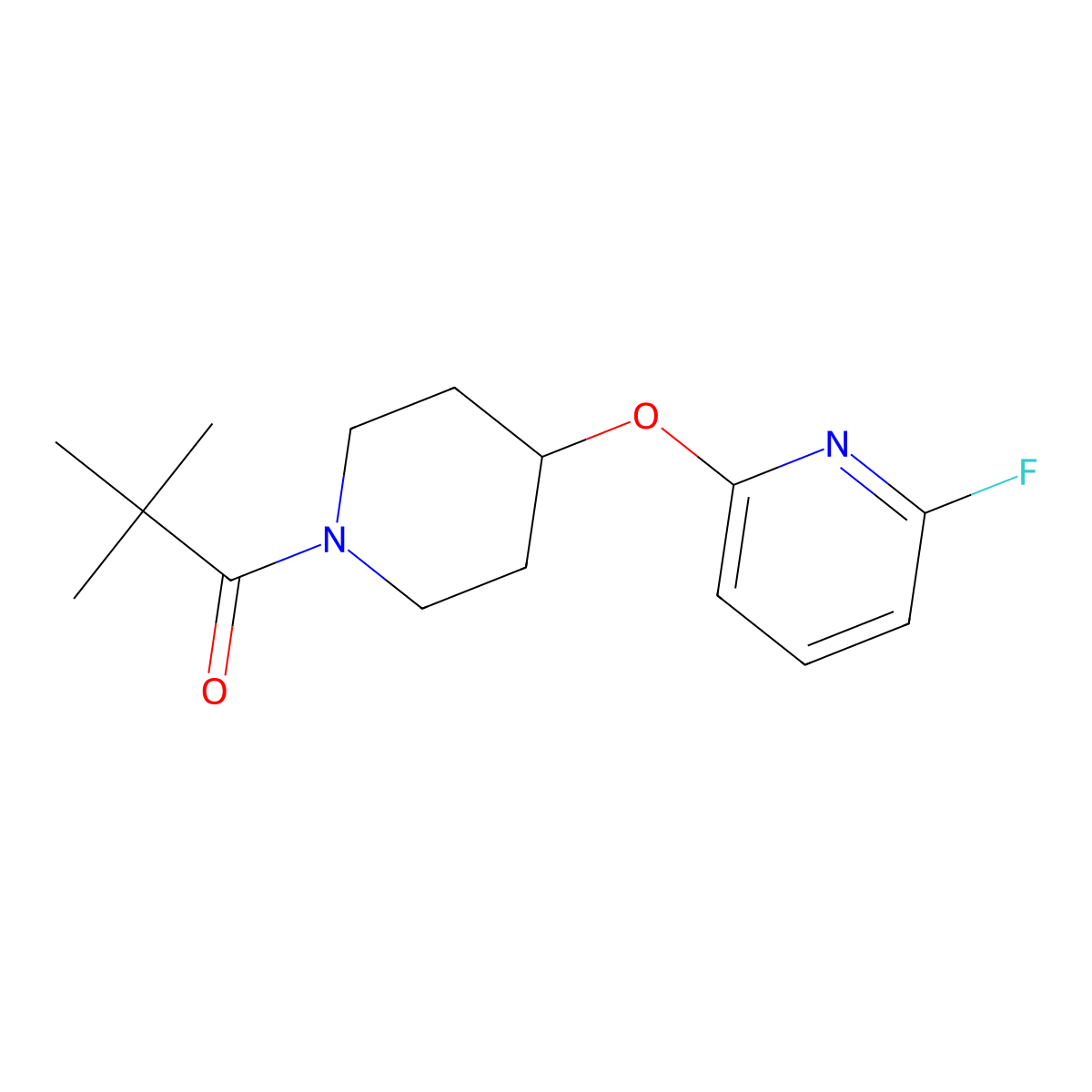 1-{4-[(6-Fluoropyridin-2-yl)oxy]piperidin-1-yl}-2,2-dimethylpropan-1-one molecular structure, CAS 3054596-93-6