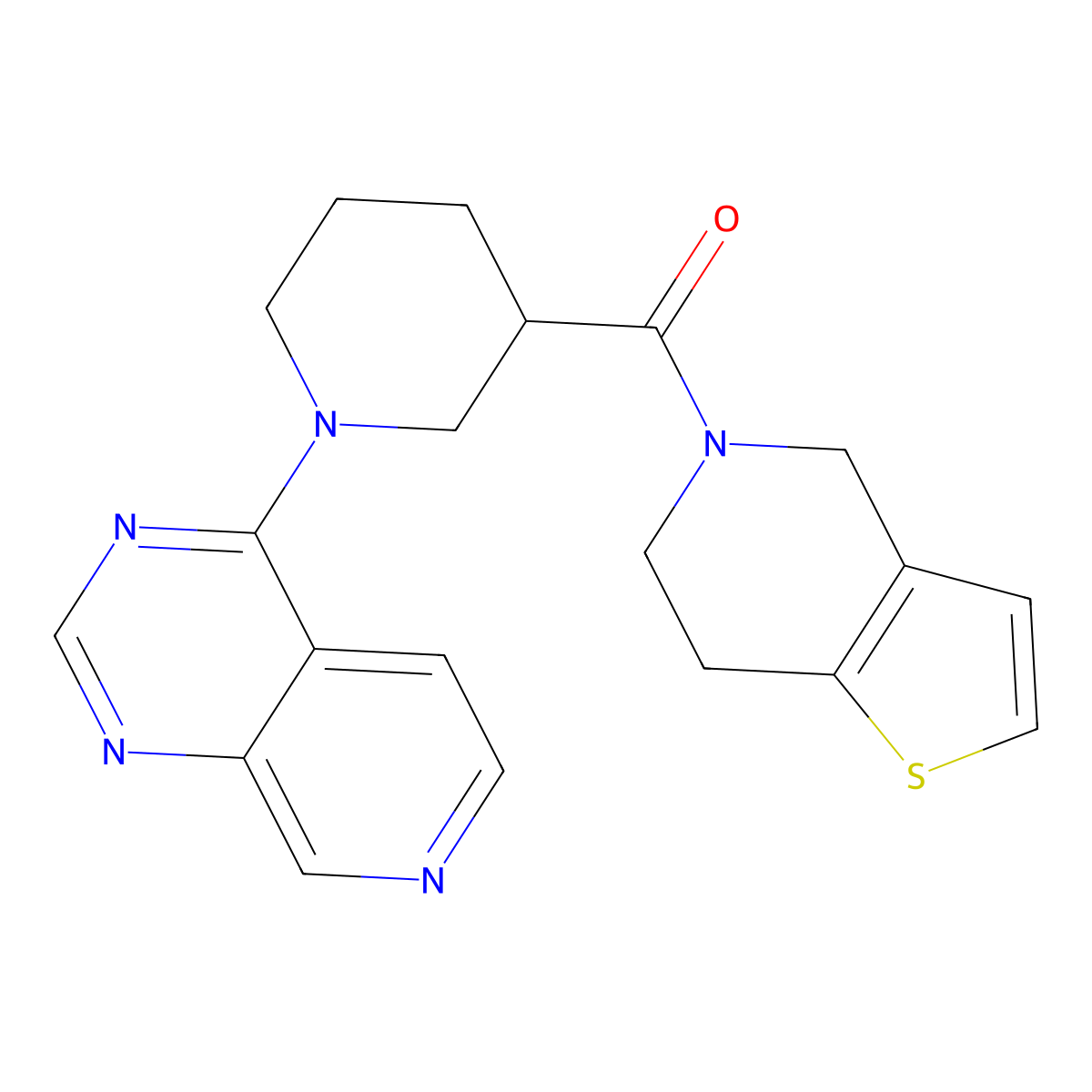1-{pyrido[3,4-d]pyrimidin-4-yl}-3-{4H,5H,6H,7H-thieno[3,2-c]pyridine-5-carbonyl}piperidine molecular structure, CAS 3054596-95-8
