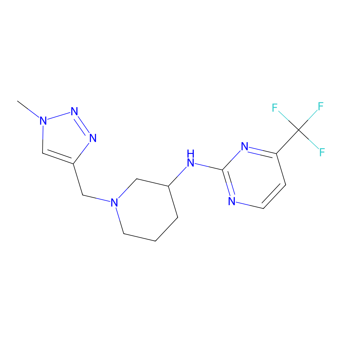 N-{1-[(1-methyl-1H-1,2,3-triazol-4-yl)methyl]piperidin-3-yl}-4-(trifluoromethyl)pyrimidin-2-amine molecular structure, CAS 3054597-02-0