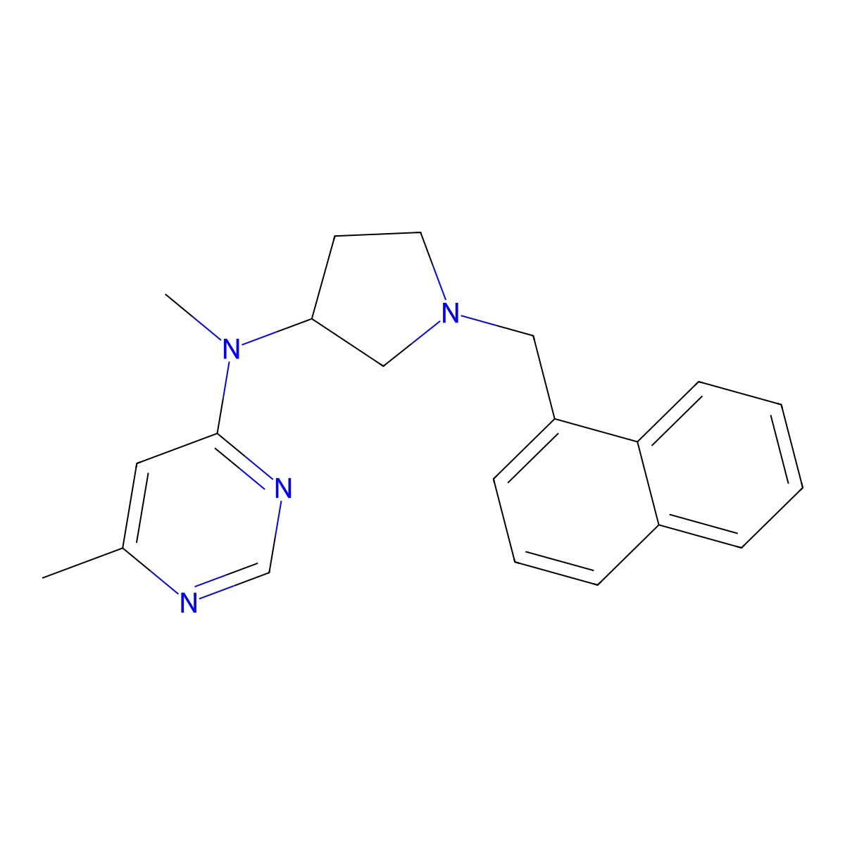 N,6-dimethyl-N-{1-[(naphthalen-1-yl)methyl]pyrrolidin-3-yl}pyrimidin-4-amine molecular structure, CAS 3054597-10-0