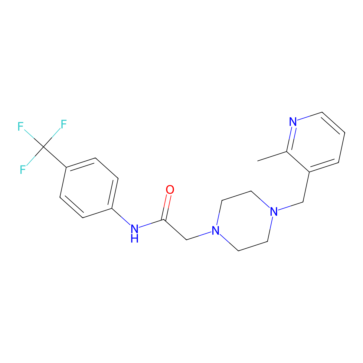 2-[4-[(2-meH-pyridin-3-yl)methyl]piperazin-1-yl]-N-[4-(trifluoromethyl)phenyl]acetamide molecular structure, CAS 3054597-13-3