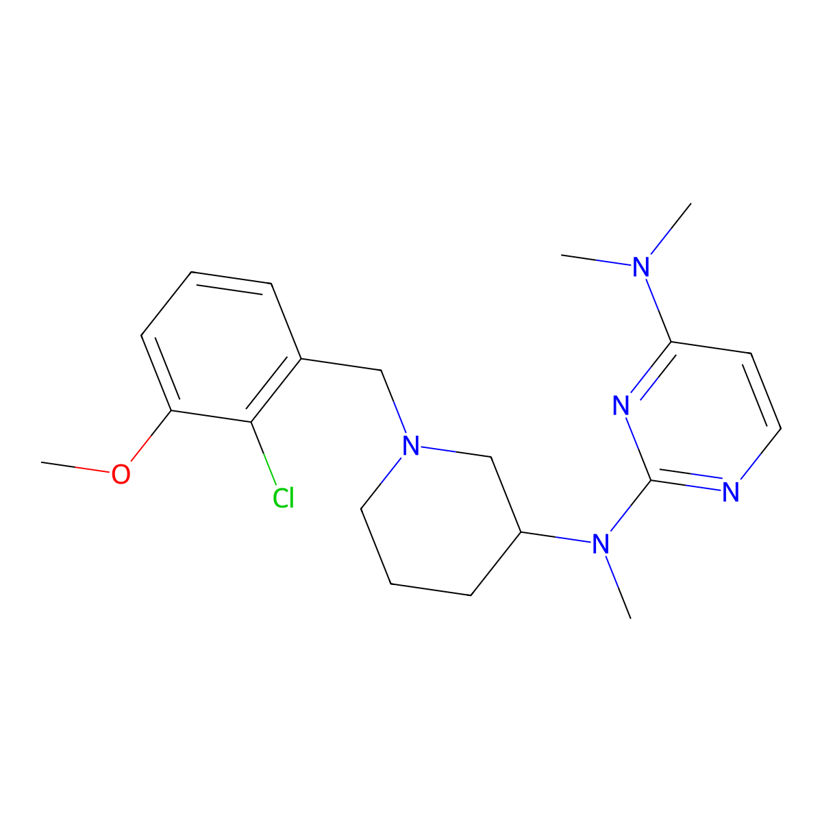 N2-{1-[(2-chloro-3-methoxyphenyl)methyl]piperidin-3-yl}-N2,N4,N4-trimethylpyrimidine-2,4-diamine molecular structure, CAS 3054597-18-8