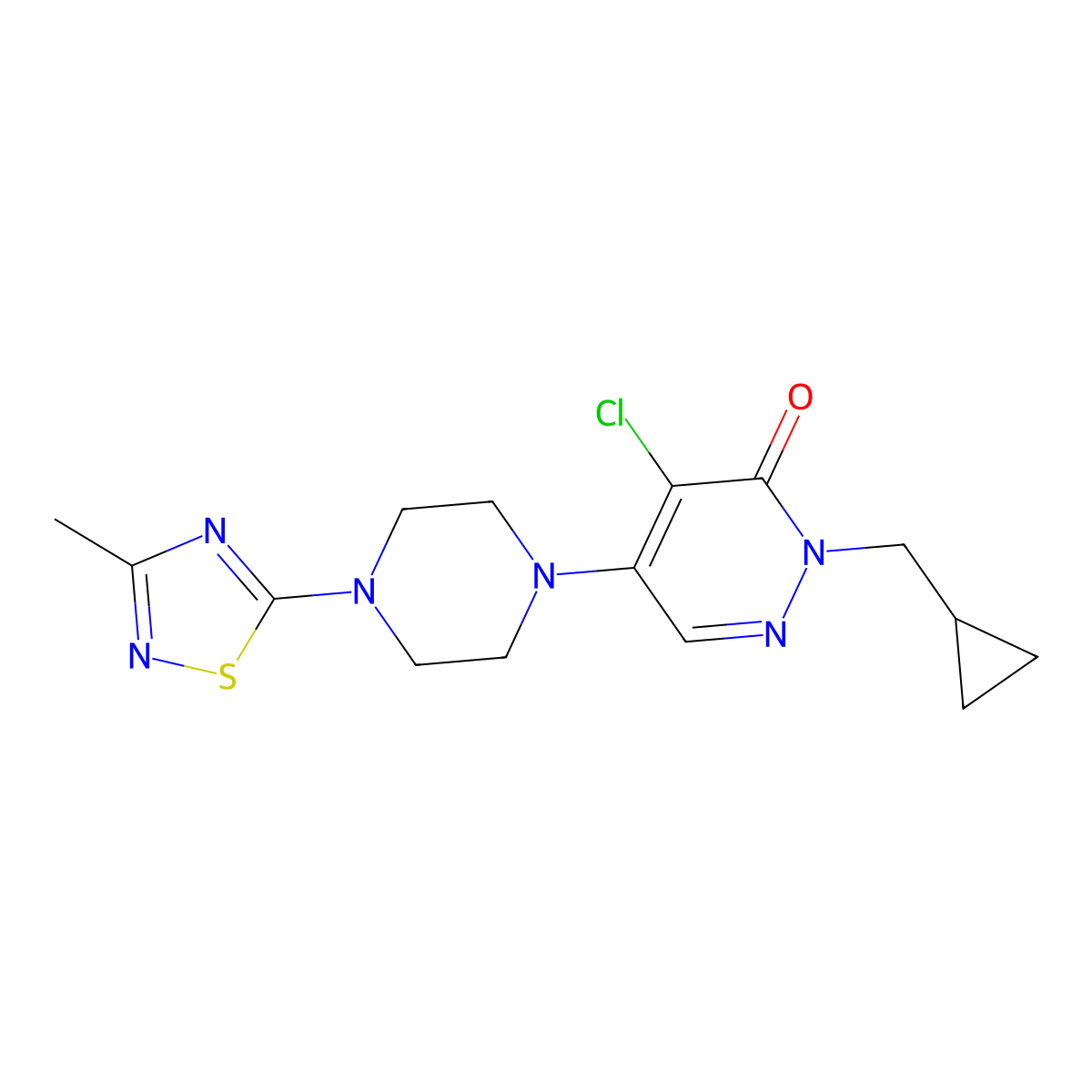 4-Chloro-2-(cyclopropylmethyl)-5-[4-(3-methyl-1,2,4-thiadiazol-5-yl)piperazin-1-yl]-2,3-dihydropyridazin-3-one molecular structure, CAS 3054597-19-9