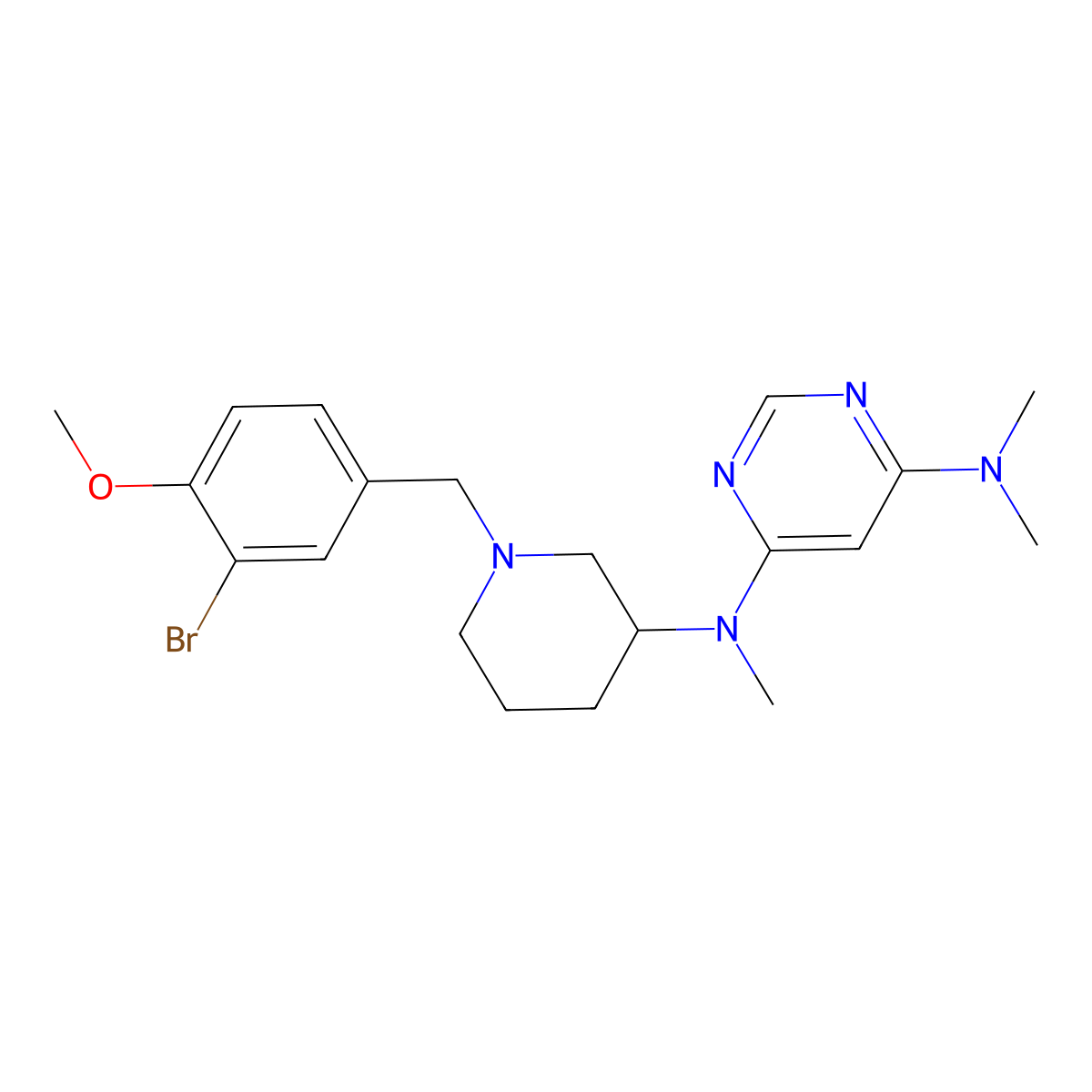 N4-{1-[(3-bromo-4-methoxyphenyl)methyl]piperidin-3-yl}-N4,N6,N6-trimethylpyrimidine-4,6-diamine molecular structure, CAS 3054597-24-6
