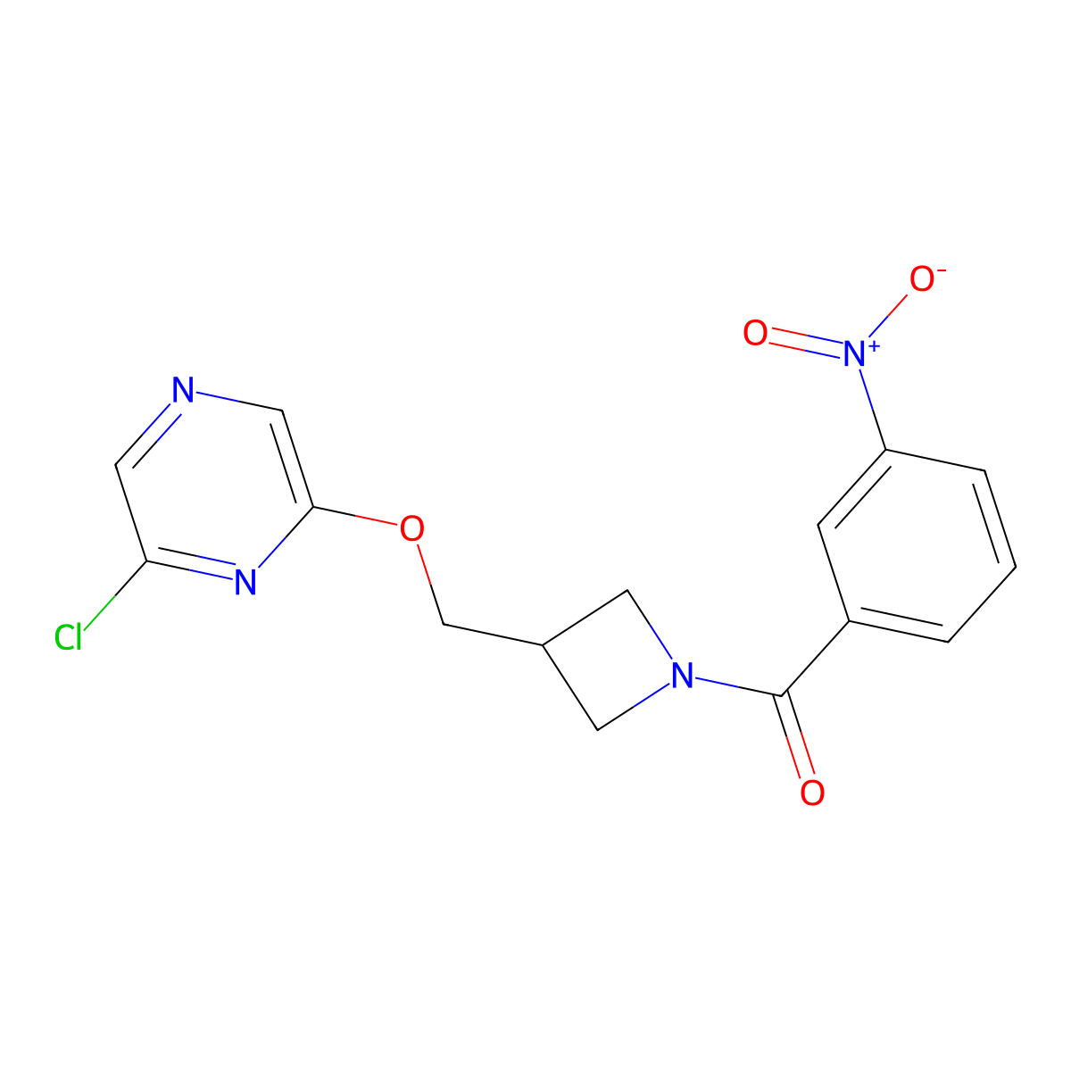 2-Chloro-6-{[1-(3-nitrobenzoyl)azetidin-3-yl]methoxy}pyrazine molecular structure, CAS 3054597-27-9