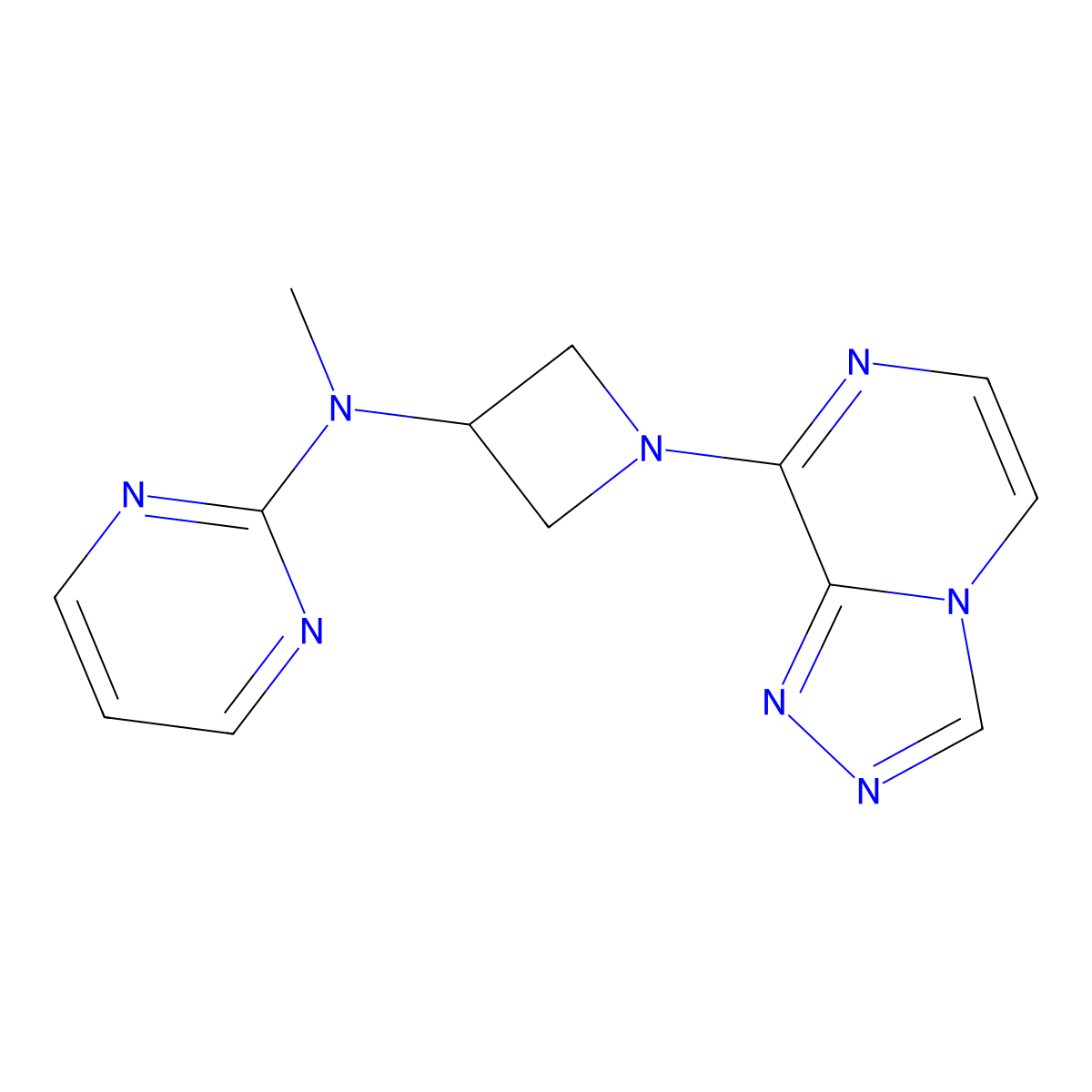N-methyl-N-(1-{[1,2,4]triazolo[4,3-a]pyrazin-8-yl}azetidin-3-yl)pyrimidin-2-amine molecular structure, CAS 3054597-28-0