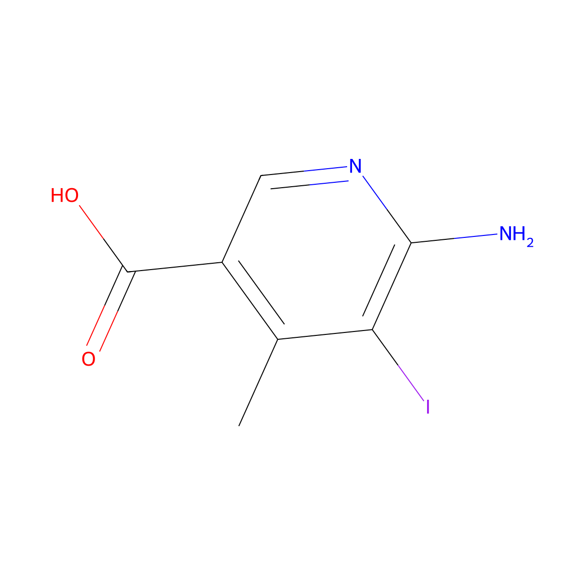 6-Amino-5-iodo-4-methylpyridine-3-carboxylic acid molecular structure, CAS 3054597-36-0