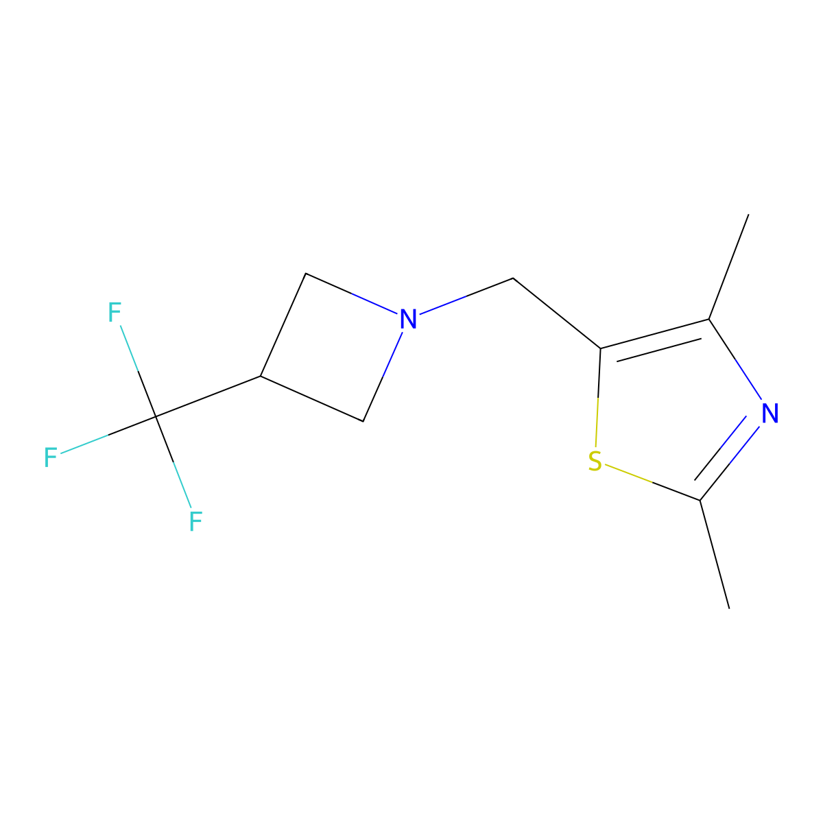 2,4-Dimethyl-5-{[3-(trifluoromethyl)azetidin-1-yl]methyl}-1,3-thiazole molecular structure, CAS 3054597-46-2