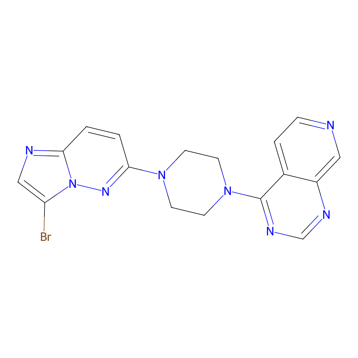 1-{3-Bromoimidazo[1,2-b]pyridazin-6-yl}-4-{pyrido[3,4-d]pyrimidin-4-yl}piperazine molecular structure, CAS 3054597-47-3