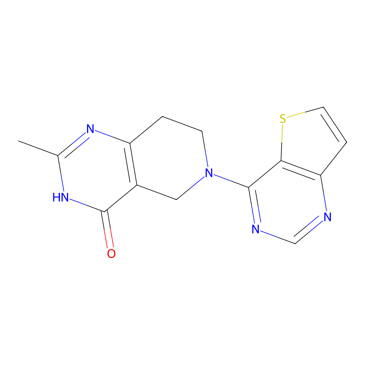 2-methyl-6-{thieno[3,2-d]pyrimidin-4-yl}-3H,4H,5H,6H,7H,8H-pyrido[4,3-d]pyrimidin-4-one molecular structure, CAS 3054597-54-2