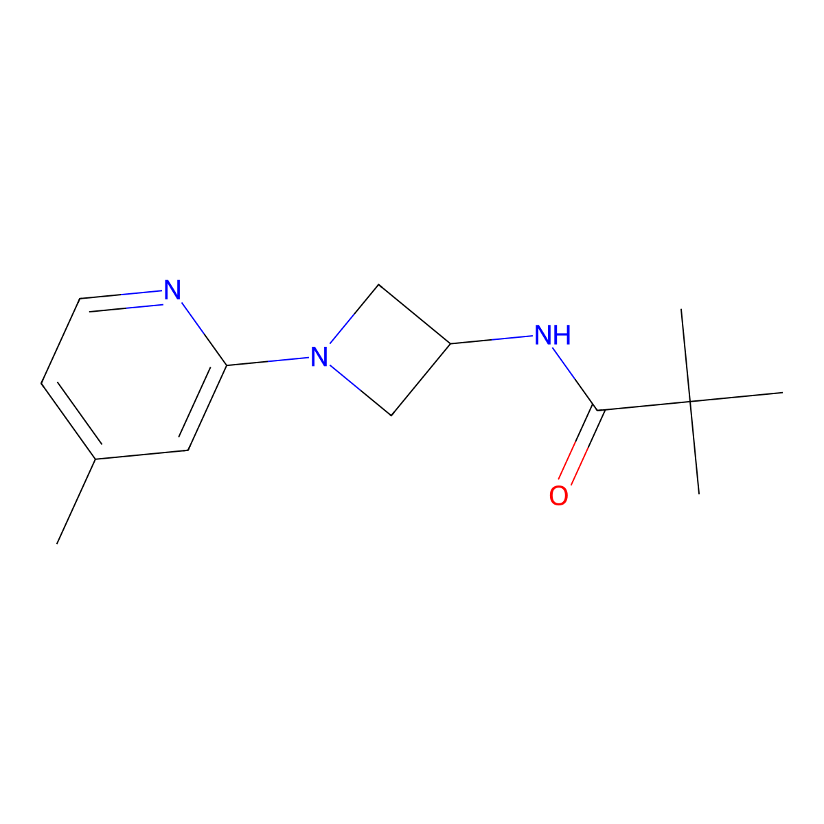 2,2-dimethyl-N-[1-(4-methylpyridin-2-yl)azetidin-3-yl]propanamide molecular structure, CAS 3054597-55-3