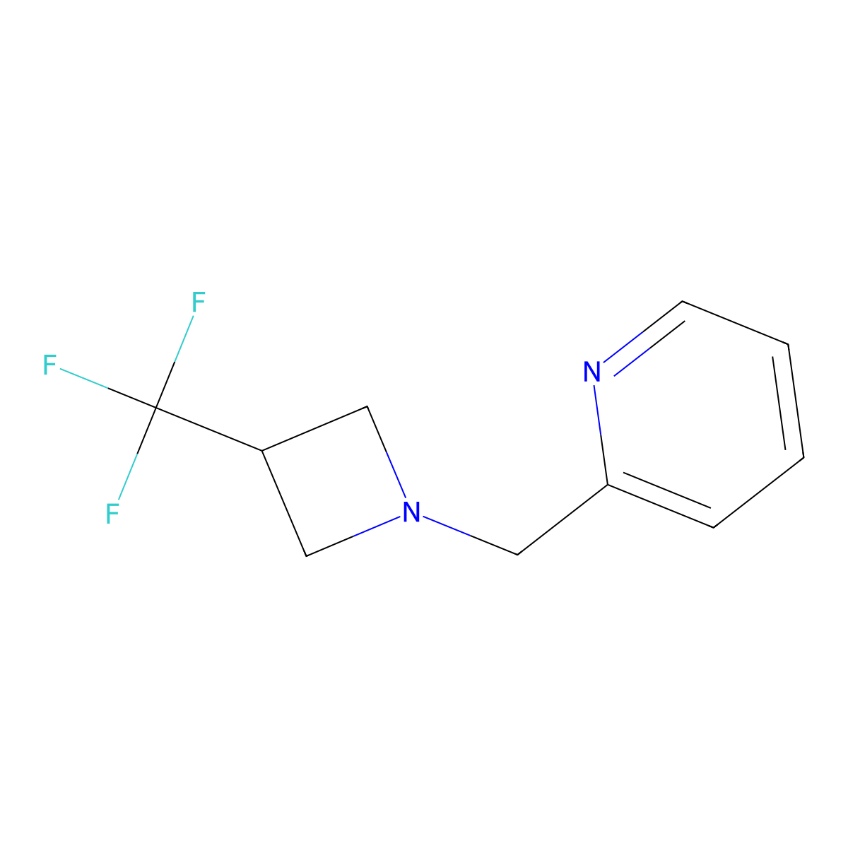 2-{[3-(Trifluoromethyl)azetidin-1-yl]methyl}pyridine molecular structure, CAS 3054597-56-4