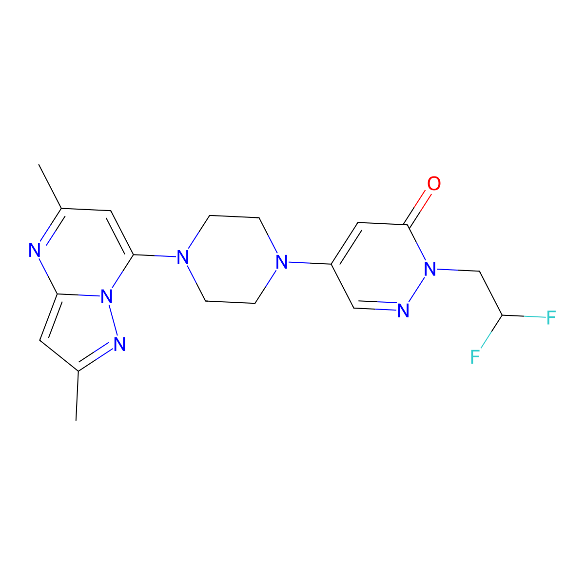 2-(2,2-Difluoroethyl)-5-(4-{2,5-dimethylpyrazolo[1,5-a]pyrimidin-7-yl}piperazin-1-yl)-2,3-dihydropyridazin-3-one molecular structure, CAS 3054597-57-5