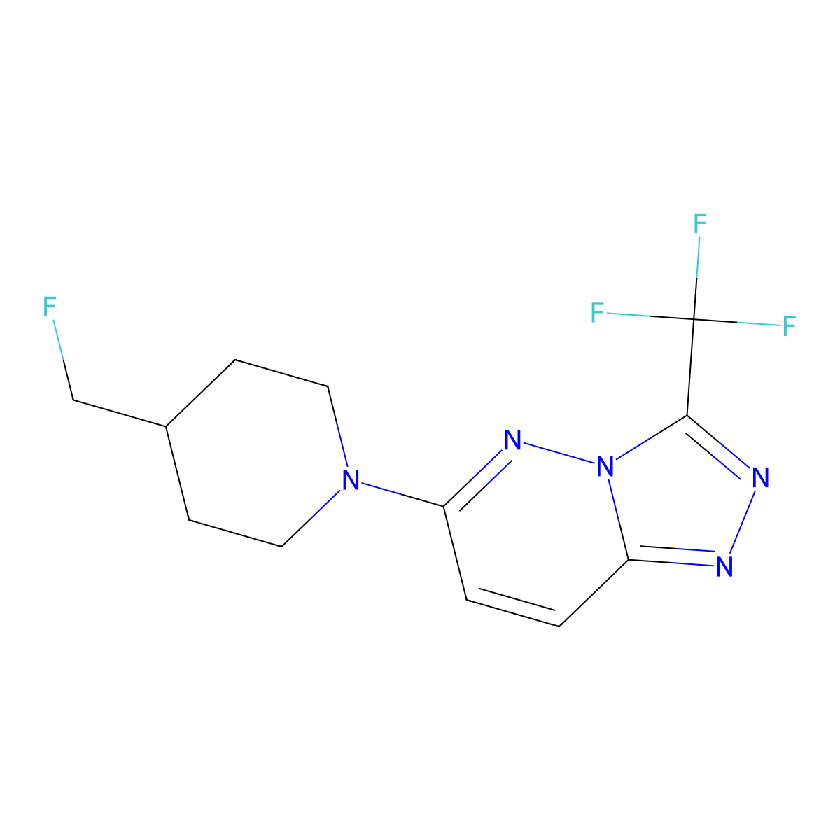 4-(Fluoromethyl)-1-[3-(trifluoromethyl)-[1,2,4]triazolo[4,3-b]pyridazin-6-yl]piperidine molecular structure, CAS 3054597-59-7