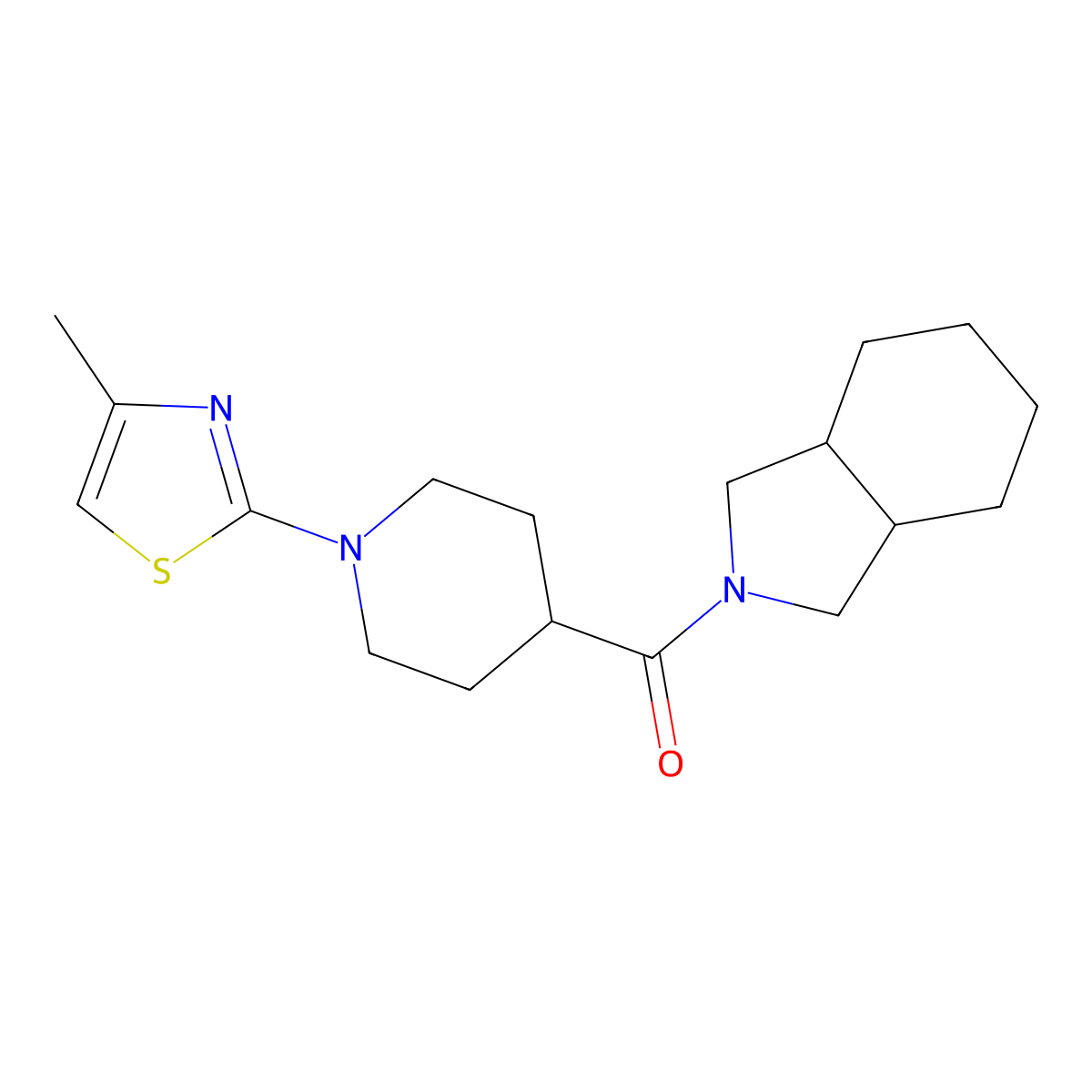 2-[1-(4-methyl-1,3-thiazol-2-yl)piperidine-4-carbonyl]-octahydro-1H-isoindole molecular structure, CAS 3054597-61-1