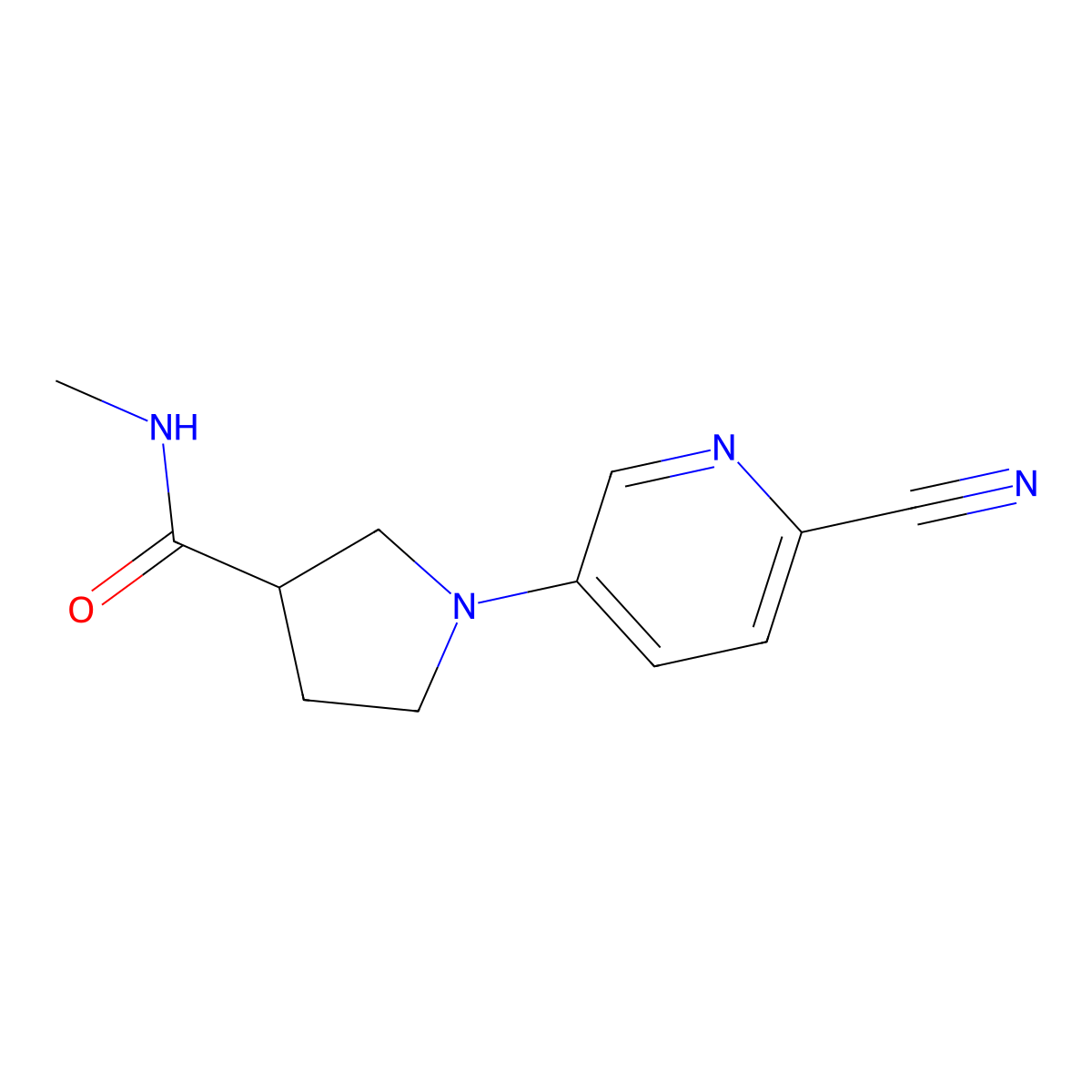 1-(6-cyanopyridin-3-yl)-N-methylpyrrolidine-3-carboxamide molecular structure, CAS 3054597-62-2