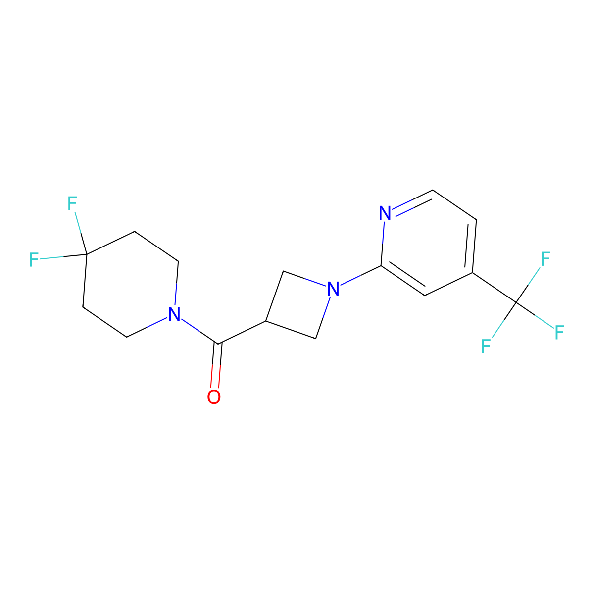 2-[3-(4,4-Difluoropiperidine-1-carbonyl)azetidin-1-yl]-4-(trifluoromethyl)pyridine molecular structure, CAS 3054597-70-2